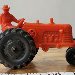 Orange Toy Tractor with Driver - Kids Toys Vintage